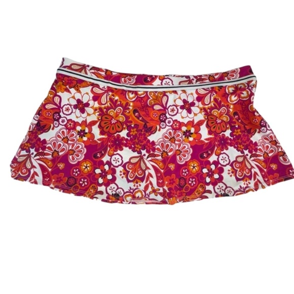 Jag Retro Floral Swim Skirt Attached Bottoms Orange Pink - Picture 1 of 15